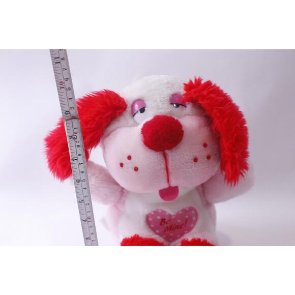80s Be Mine, Pink-Red-White Plush Puppy, Romantic, Valentine's Day, Gift Idea, - Picture 2 of 2